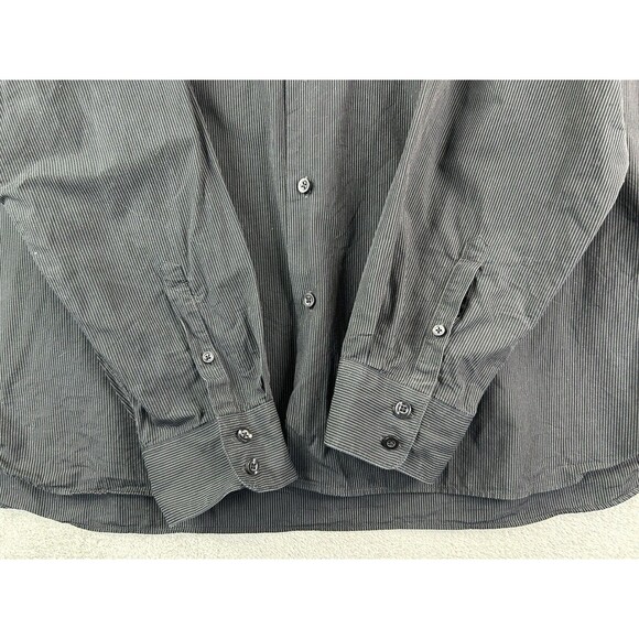 Claiborne Long Sleeve Button Shirt Men's XXL Slim Fit Black Pinstriped - Picture 3 of 7